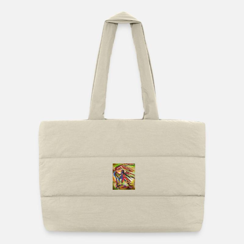 Colorful Eagle in Vivid Abstraction Puffer Shopping Bag
