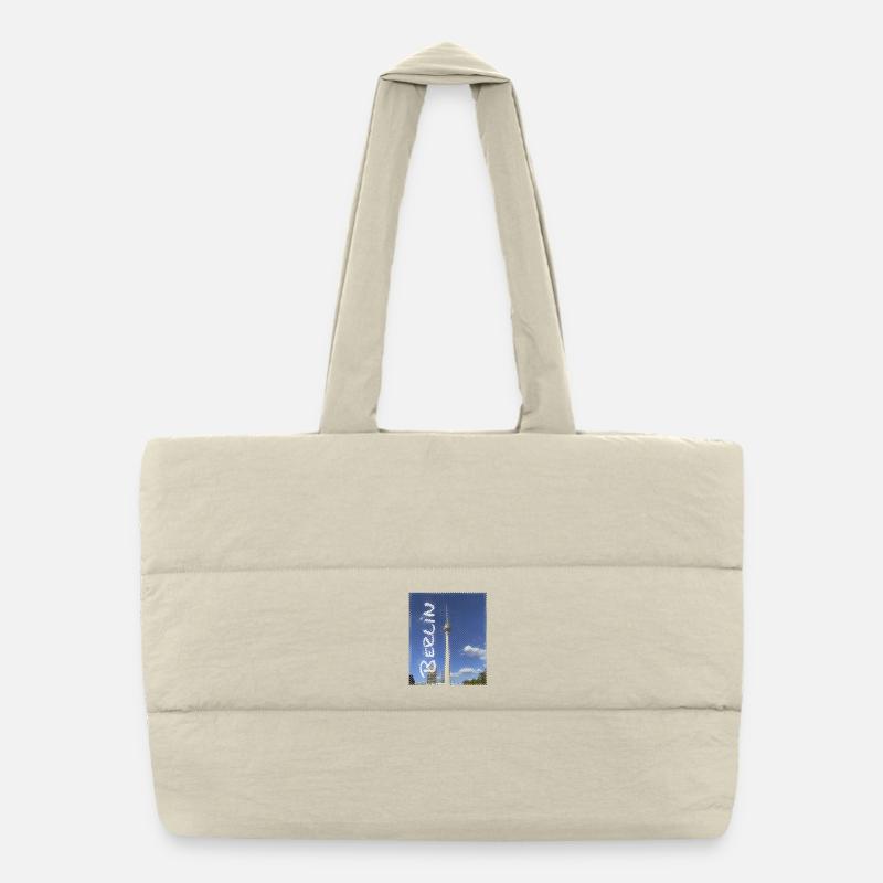 Berlin TV Tower Neon Design Puffer Shopping Bag