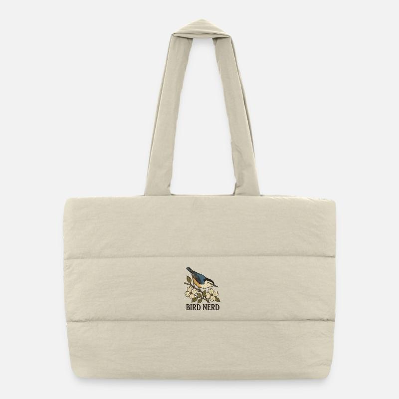 Eleganter blau-schwarzer Singvogel Vogel Nerd Puffer-Einkaufstasche