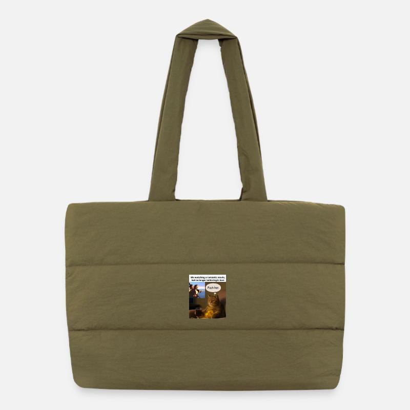 Cat Meme Push Romance Sac shopping matelassé