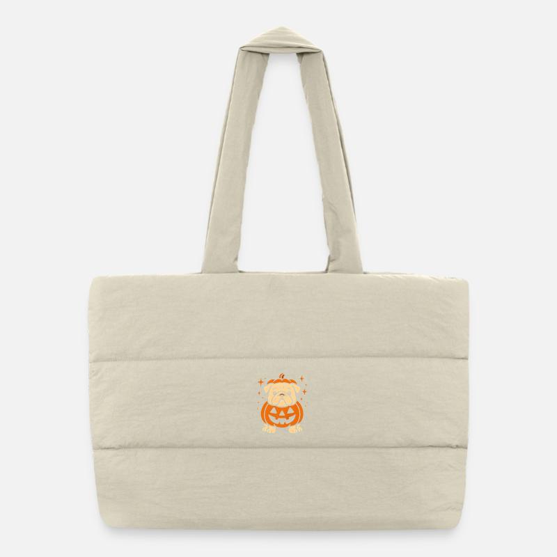 Jack-o-Lantern Pumpkin Dog Puffer Shopping Bag