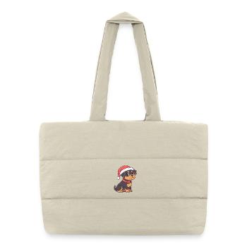 Puppy Christmas Cartoon - Puffer Shopping Bag - natural - Front