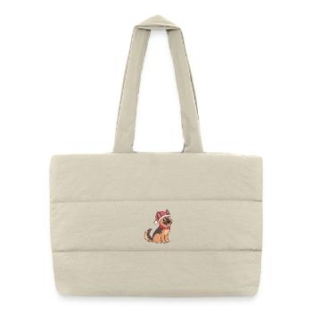 Chien Festif Chapeau Santa - Sac shopping matelassé - blanc naturel - Devant