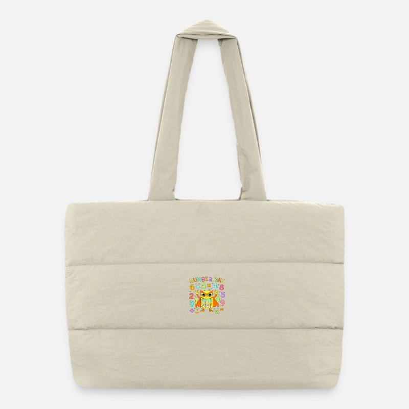 Number Day Math Cat Calculator Hero Puffer Shopping Bag