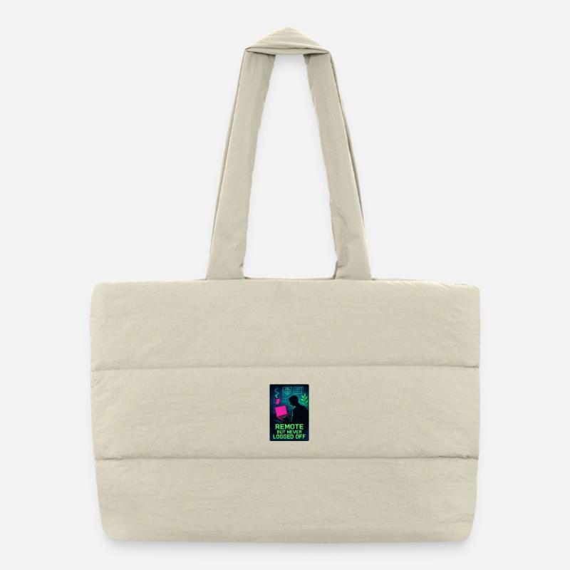 Télétravailleur Connecté H24 Design Néon Cyber Sac shopping matelassé