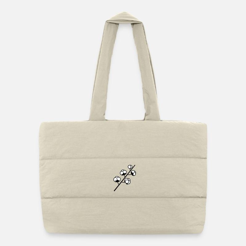 Cotton Branch Plant Puffer Shopping Bag
