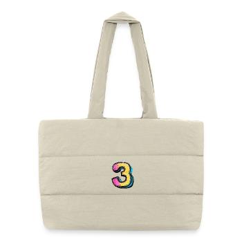 3 Number Colorful - Puffer Shopping Bag - natural - Front