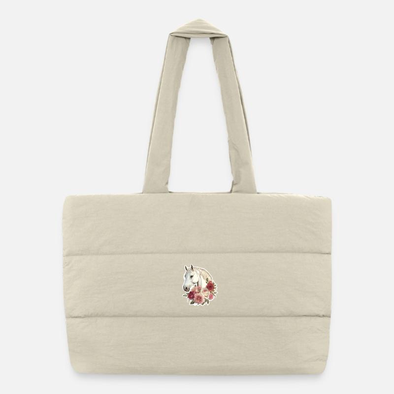 Cheval avec des fleurs Sac shopping matelassé