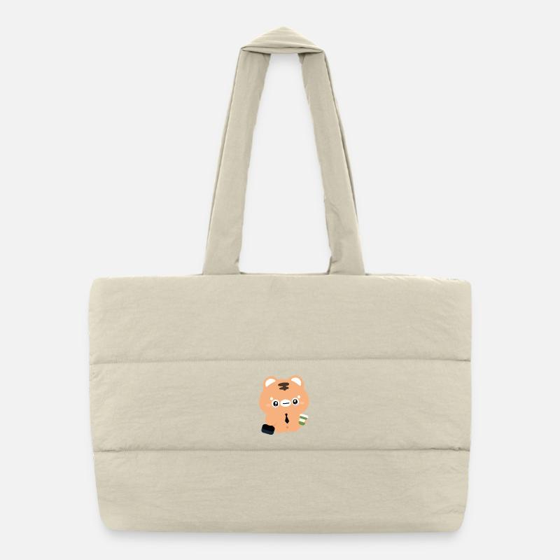 Kawaii Tiger weint mit Kaffee Puffer-Einkaufstasche