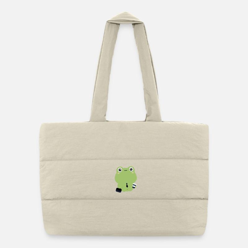 Tired Office Frog in Tie Puffer Shopping Bag