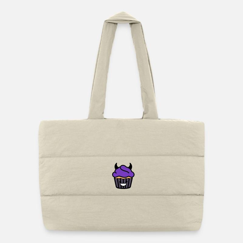 Dark Cute Cupcake Devil Kawaii Food Design - Puffer Shopping Bag - natural