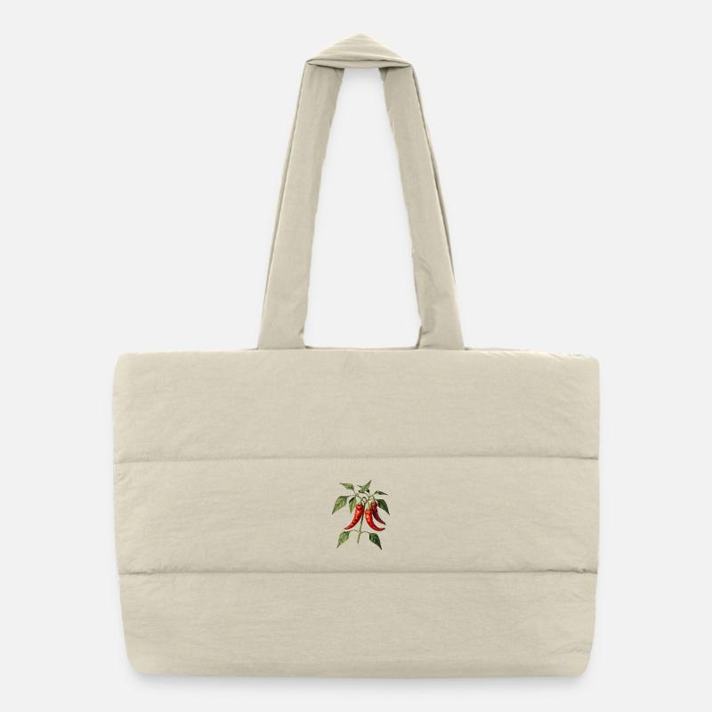 Botanical red peppers Puffer Shopping Bag