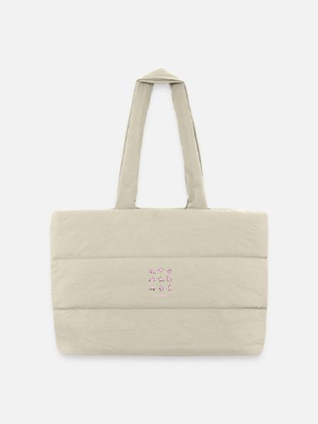 Yoga Katzen pink sport spirituell namaste humor om - Gesteppte Shopping Bag - Naturweiß
