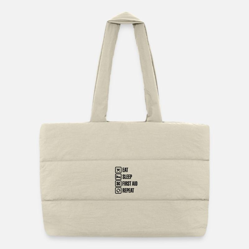 Eat Sleep First Aid Repeat Puffer-Einkaufstasche