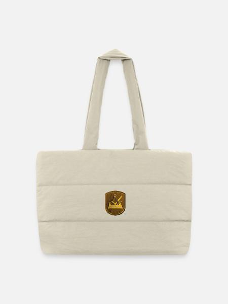 Zunftzeichen Tischler Schreiner 3D Holz Emblem - Gesteppte Shopping Bag - Naturweiß