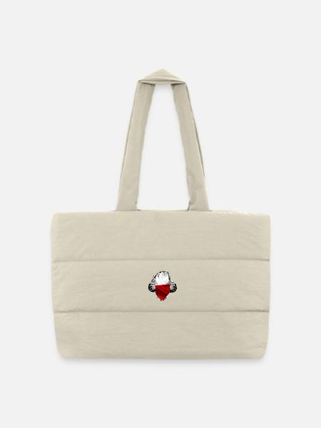Polen - Polnische Flagge unterm Shirt - Gesteppte Shopping Bag - Naturweiß