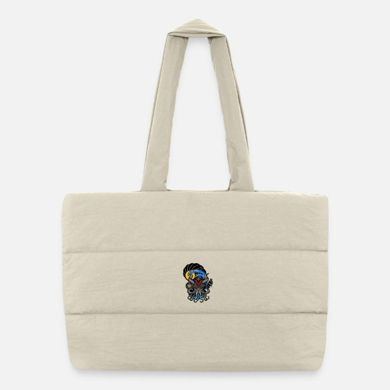Fun octopus with horns and boat Puffer Shopping Bag