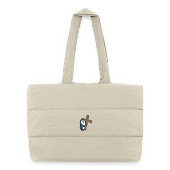 Penguin with cross - Puffer Shopping Bag - natural - Front