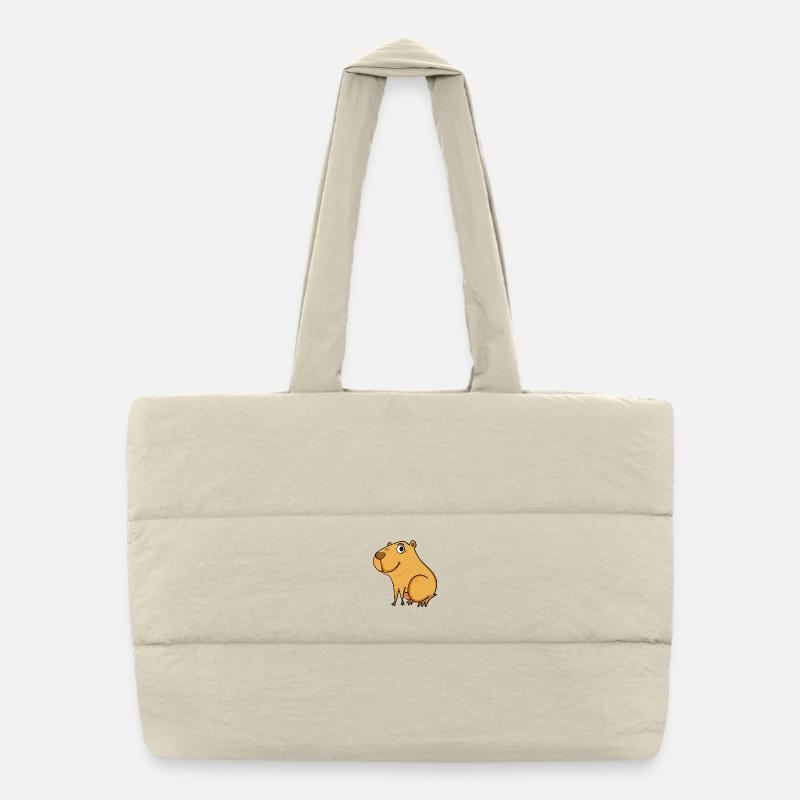 Motif Capybara capybara - Sac shopping matelassé - blanc naturel