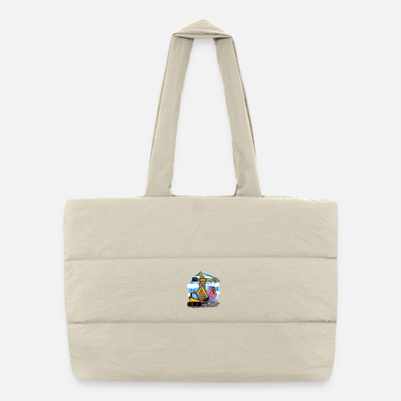 4th birthday 4 years crane construction site excavator boy Puffer Shopping Bag