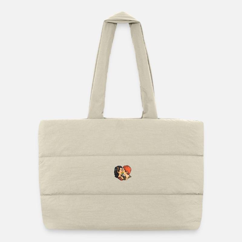 Loving couple with rainbow heart Puffer Shopping Bag