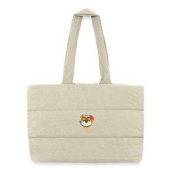 Regenbogen - Hund Shiba Inu mit Brille und Herz - Gesteppte Shopping Bag - Naturweiß - Vorne
