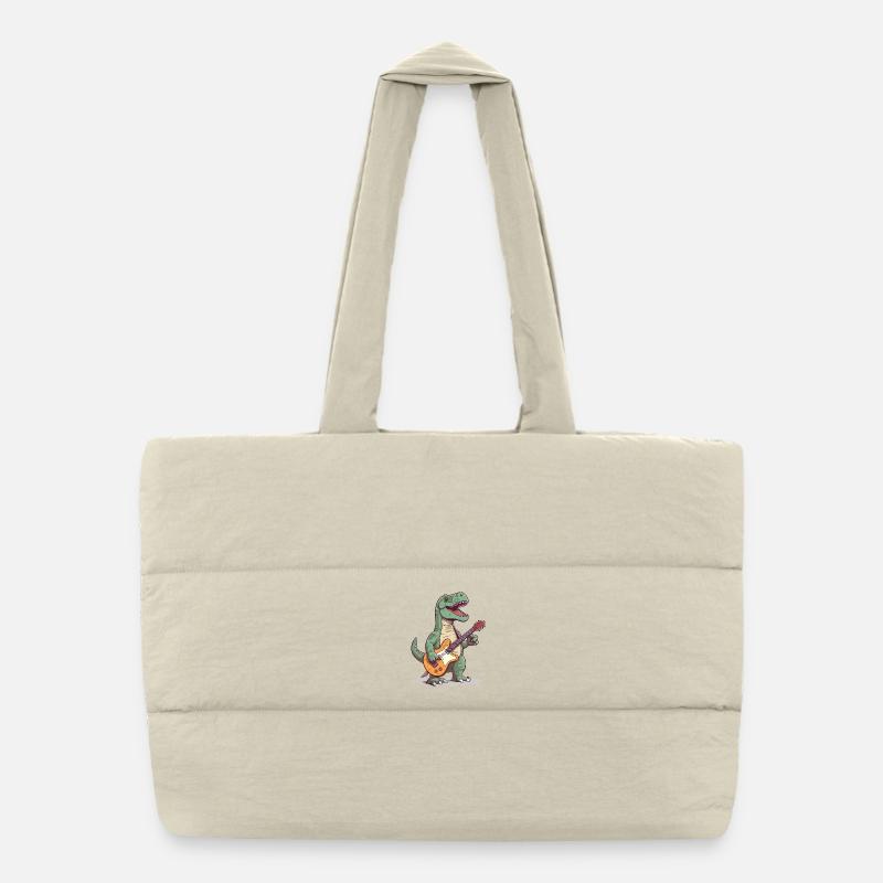 Dinosaur with guitar for musicians Puffer Shopping Bag