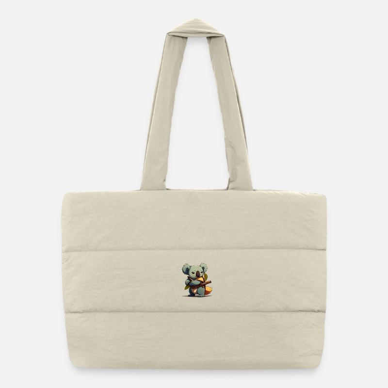 Koala as samurai Puffer Shopping Bag