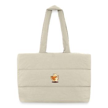 Le chat porte une tranche de pizza - Sac shopping matelassé - blanc naturel - Devant