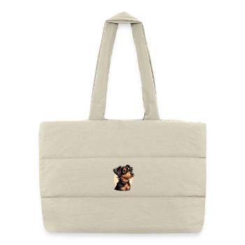 Mignon design de chien / Design joyeux - animal de compagnie - Sac shopping matelassé - blanc naturel - Devant