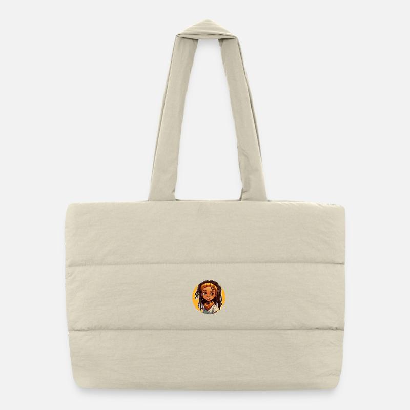 Casual dreadlocks style with colorful headgear Puffer Shopping Bag