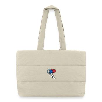 Paix, Fleur, Coeur, Squelette, Mort, Paix Mondiale - Sac shopping matelassé - blanc naturel - Devant