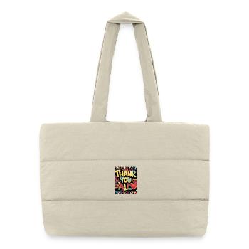 Conception de dessin animé de remerciement coloré - Sac shopping matelassé - blanc naturel - Devant