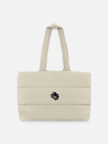 striped bass master - Puffer Shopping Bag - natural