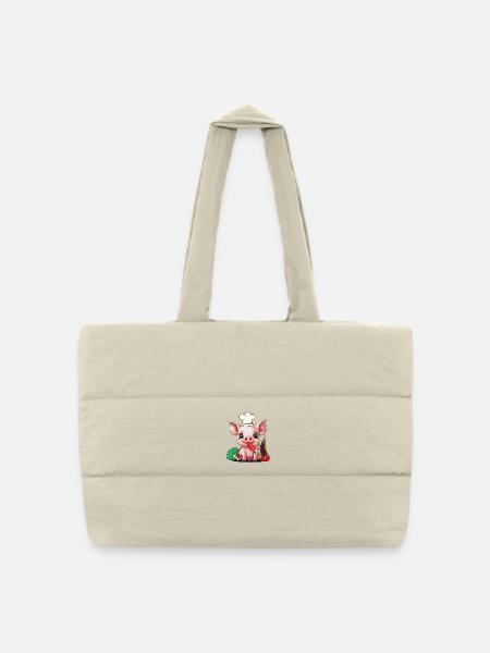 Pig Vegetable Cook Cook Cooks Cook Piglet - Puffer Shopping Bag - natural