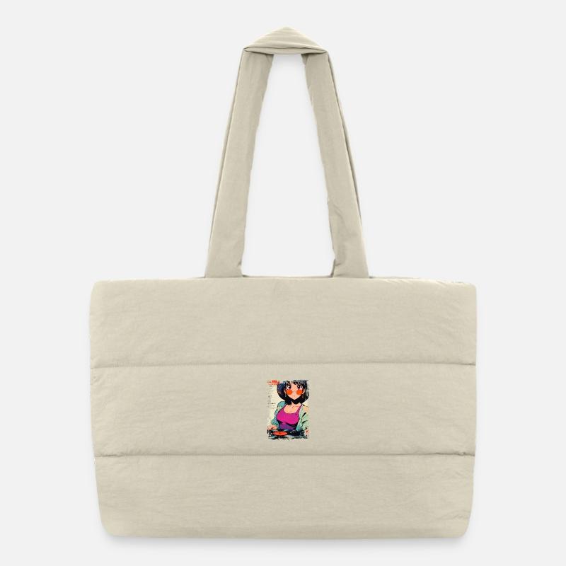 Anime DJ Mädchen mit Schallplatte Puffer-Einkaufstasche