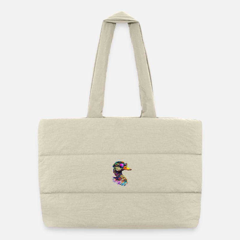 Duck Colorful Rainbow Mallard Cute Ducks Puffer Shopping Bag