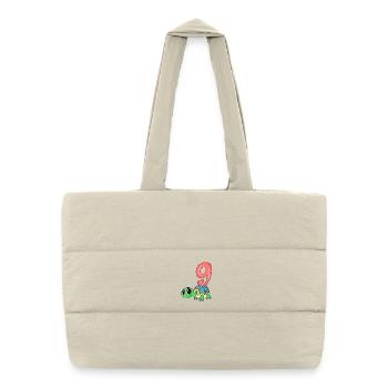Motif Tortue 9ème Anniversaire - 9 ans - Sac shopping matelassé - blanc naturel - Devant