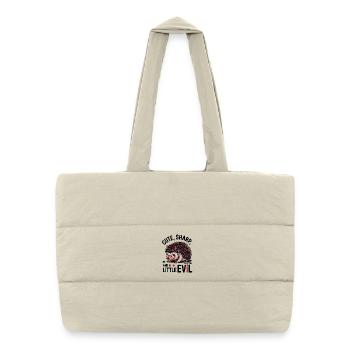 Cute, Sharp, and a Little Evil Hedgehog - Puffer Shopping Bag - natural - Front