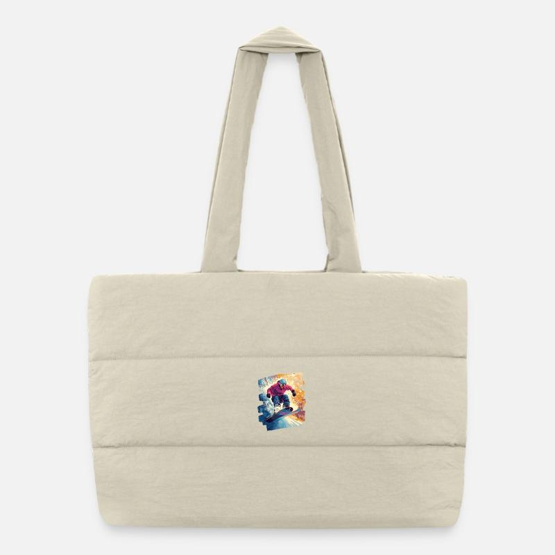 Snowboarder Pulverschnee Puffer-Einkaufstasche