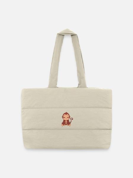 Singe - Sac shopping matelassé - blanc naturel