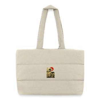 Golden Great Wave Kanagawa - Hokusai Japanese - Puffer Shopping Bag - natural - Front