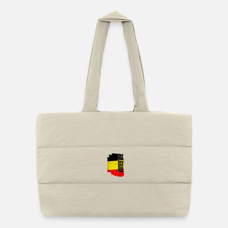 Vertical Belgium flag, Belgian pride Puffer Shopping Bag
