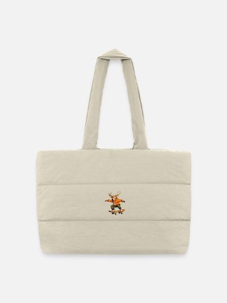 Skateboard Deer - Puffer Shopping Bag - natural