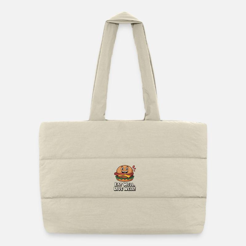 Humorous Animated Hamburger Design Puffer Shopping Bag