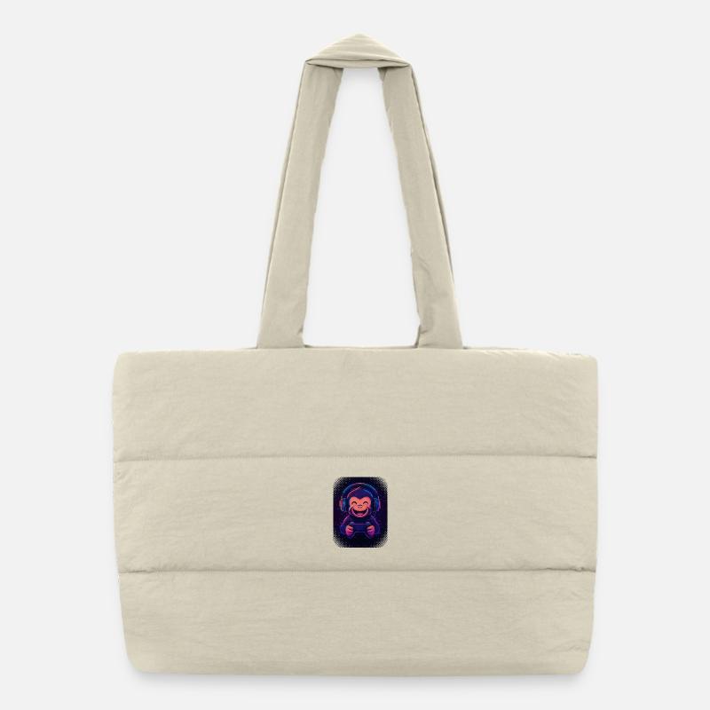 Cooler Affe mit Kopfhörern, Brille und Gamepad Puffer-Einkaufstasche