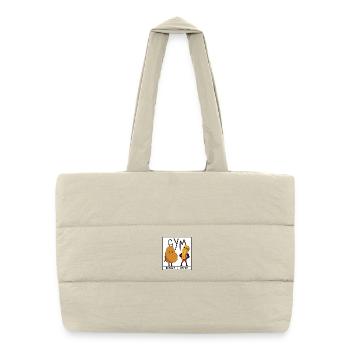Humorous Potato and Pencil Gym Illustration - Puffer Shopping Bag - natural - Front