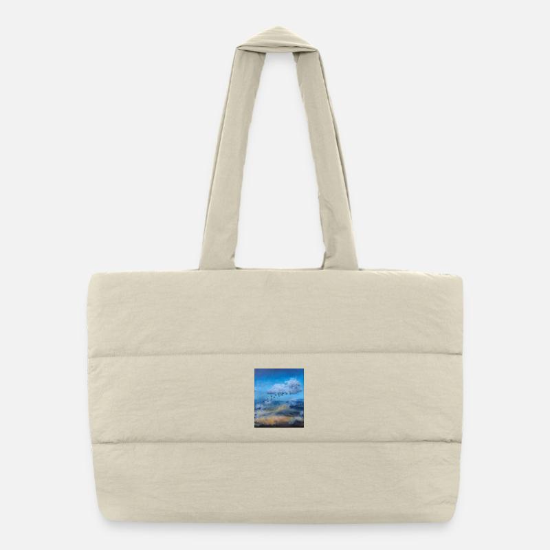 Birds in Flight Over a Cloudy Sky Puffer Shopping Bag