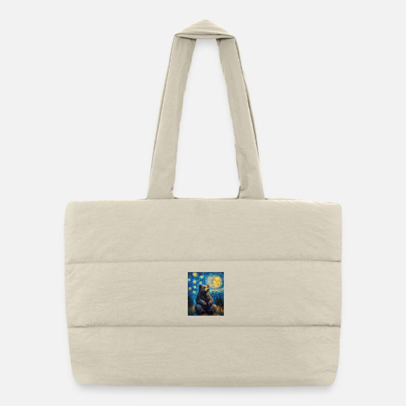 Bear Bears Van Gogh Style Starry Night Puffer Shopping Bag