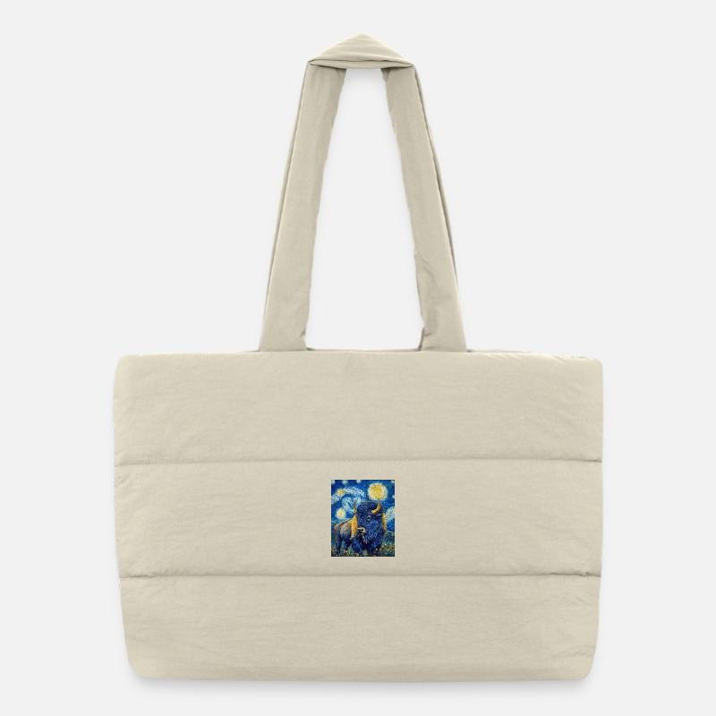 Bison Van Gogh Style Starry Night Puffer Shopping Bag